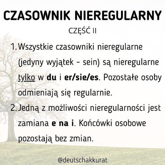 Czasownik nieregularny, cz. II